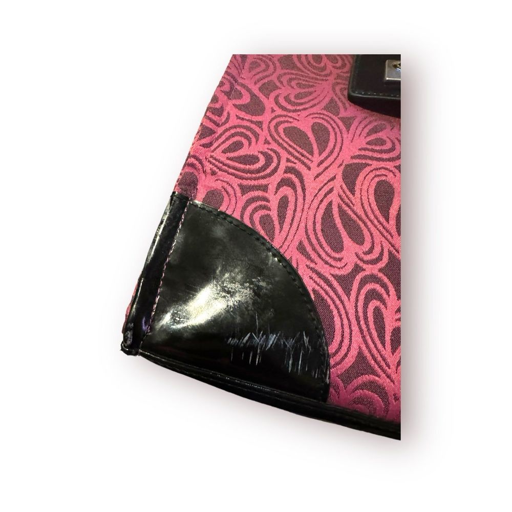 Diane von Furstenberg Large Tote Black Pink‎ Heart Luggage Weekender - Picture 7 of 11